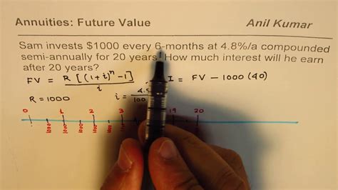 Future Value And Interest Earned In 10 Year Semi Annual Annuity Youtube