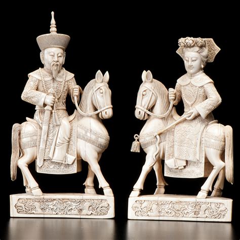 Chinese Carved Ivory Emperor And Empress Figures Cowans Auction