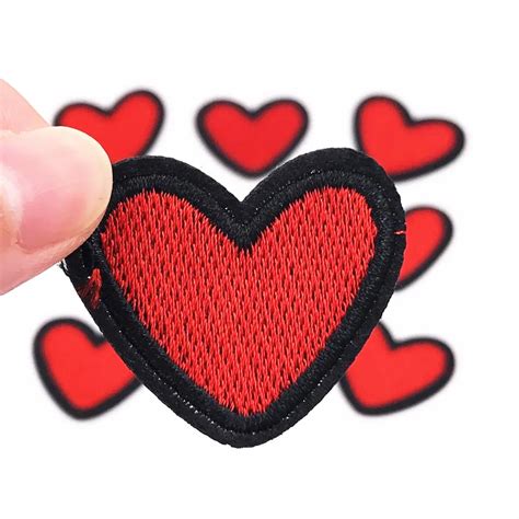 10pcs little heart clothes embroidered iron on patches for clothing diy stripes motif appliques