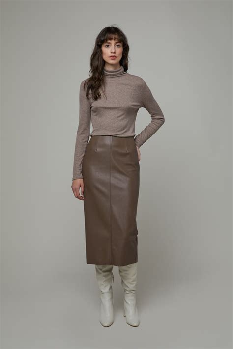 skirt 4850 oak fort skirts vegan leather midi skirt leather midi skirt