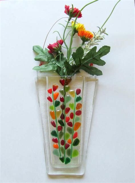 This fused glass dish measures 3 x 3 so cute! Fused Glass Flower Vase, Wall Hanging Vase, Blooming ...