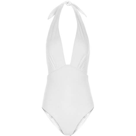 Lazul Off White Plunge Jocelyn Swimsuit £195 Liked On Polyvore