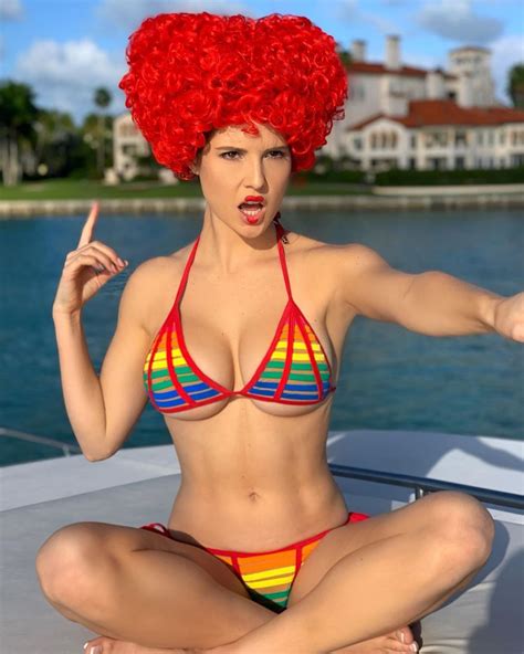 Amanda Cerny In Bikini With A Red Wig At A Boat January Hawtcelebs My
