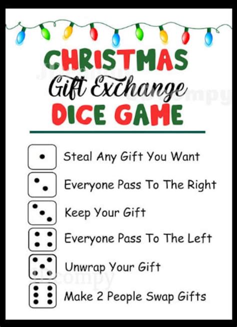 Christmas T Exchange Dice Game White Elephant Present Etsy