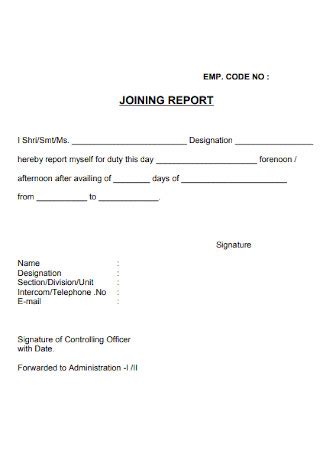 Sample Joining Reports In Pdf Ms Word