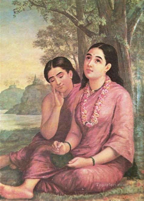 Shakuntala Raja Ravi Varma Indians Painting In Oil For Sale