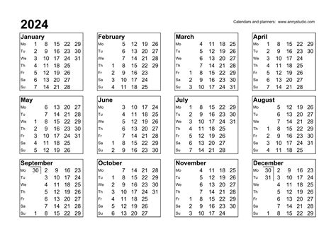 2024 Calendar With The Weeks Numbered Blank 2024 Calendar