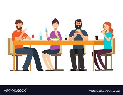 Friends Eating Snacks Friendly People Group Have Vector Image