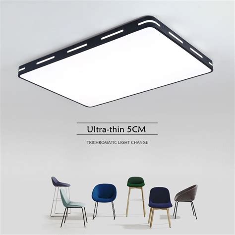 Modern Ultra Thin Practical 5cm Led Ceiling Lamps Iron Square Black