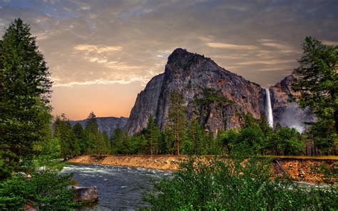 Merced River Falls In Yosemite National Park California Usa Landscape
