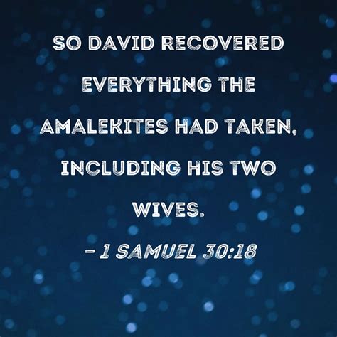 1 Samuel 3018 So David Recovered Everything The Amalekites Had Taken