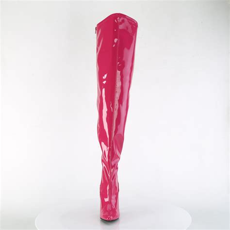 Pink 13 Cm Seduce 3000wc Thigh High Stretch Overknee Boots With Wide Calf