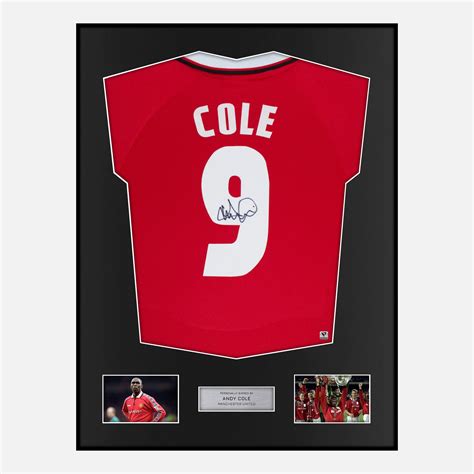 Framed Andy Cole Signed Manchester United Shirt 1999 Treble Modern