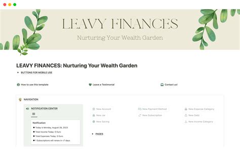 LEAVY FINANCES: Nurturing Your Wealth Garden | Notion Template