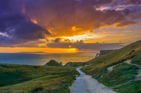 Dorset Sunset Sunset Landscape Natural Landmarks