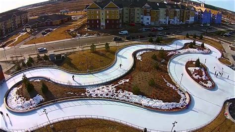 Maple Grove Central Park Outdoor Ice Skating Loop Filmed By A Drone