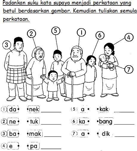 Bahasa Malaysia Prasekolah Latihan Keluarga Saya Preschool Writing Learning Letters