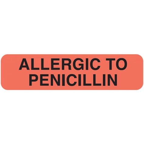 Arden Label Map507 Allergic To Penicillin 1 14 X 516 Fl Red