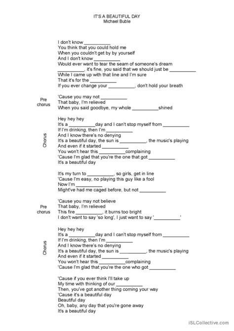 Song Michael Buble Its A Beautif English Esl Worksheets Pdf And Doc