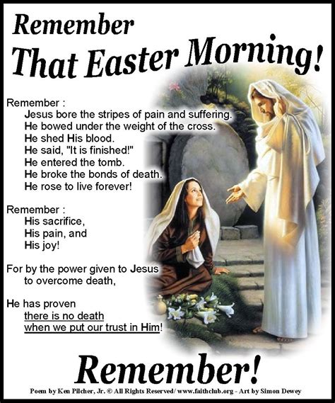 Remember That Easter Morning Faith Prayer Inspirational Poems