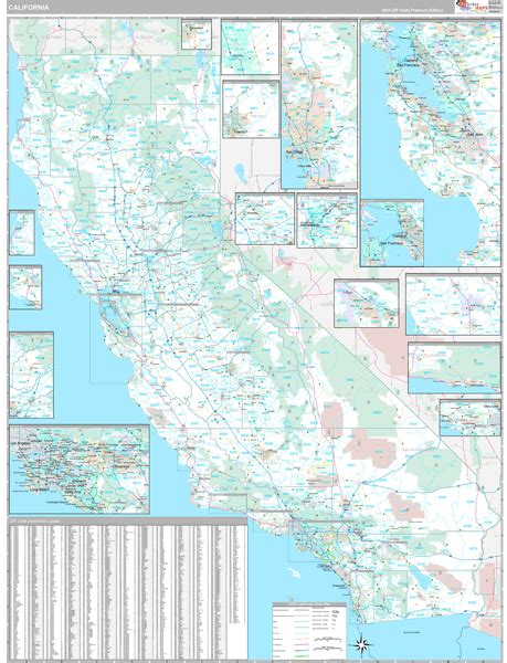 California Wall Map Premium Style By Marketmaps Mapsales