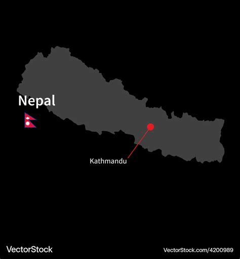 detailed map of nepal and capital city kathmandu vector image