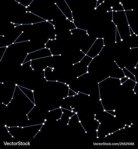 Seamless Pattern With Zodiac Constellations Vector Image