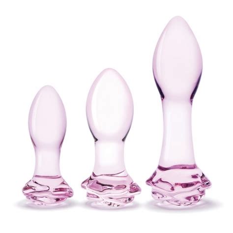 glas 3 piece rosebud butt plug set sex toy hotmovies