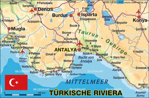 Map Of Turkish Riviera Region In Turkey Welt Atlas De