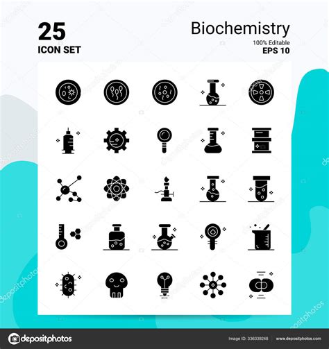 25 Biochemistry Icon Set 100 Editable Eps 10 Files Business L Stock Vector Image By ©flatart