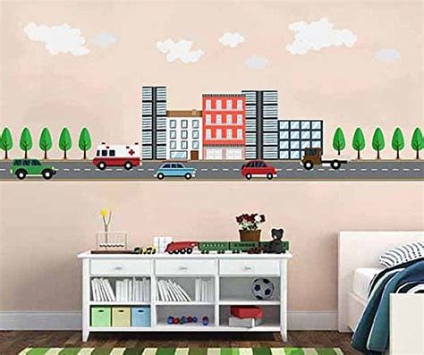 Wall Decal Letters Transportation Town With Cars Trucks Vehicles And