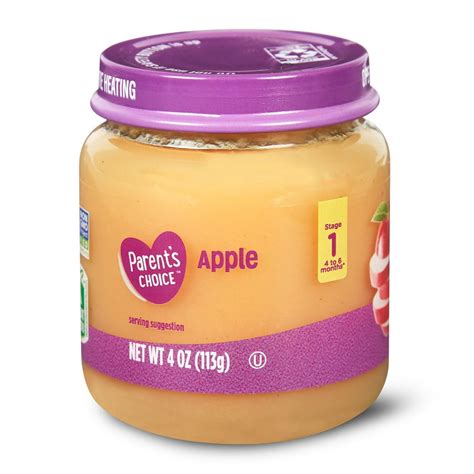 Parents Choice Apple Baby Food Stage 1 1 4 Oz Jar