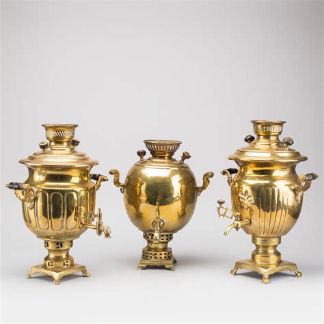 A Set Of Brass Samovars From Early 20th Century Bukowskis
