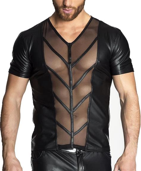 Amazon Com Sexy Men Plus Size S Xl Pvc Faux Leather Black Sheer