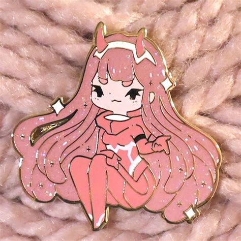 Floating Zero Two Anime Lapel Pins Glitter And Rose Gold Etsy