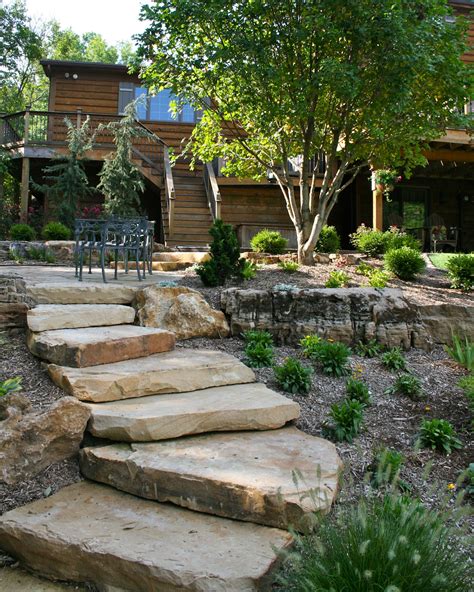 Natural Stone Steps Outdoor Landscaping Ideas Front Yard Landscaping On A Hill Outdoor Steps