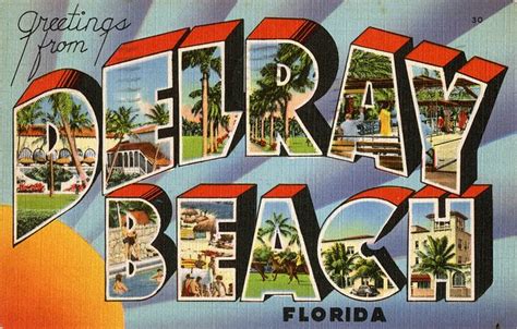 Greetings From Delray Beach Florida Large Letter Postcard Delray