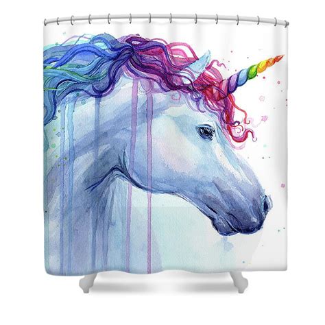 Rainbow Unicorn Watercolor Shower Curtain For Sale By Olga Shvartsur