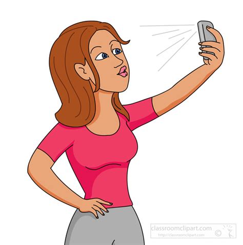 camera clipart lady taking selfie with mobile cell phone classroom clipart