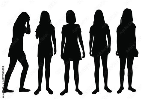 Set Of Vector Silhouettes Woman Slender Young Women With Long Legs