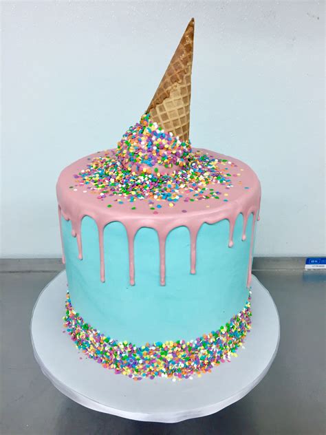 Melting Ice Cream Cone Cake Ice Cream Party Cake Ice Cream Birthday