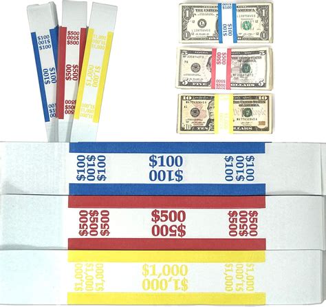 Office And School Supplies 300 Pack Money Bill Wrappers Self Adhesive