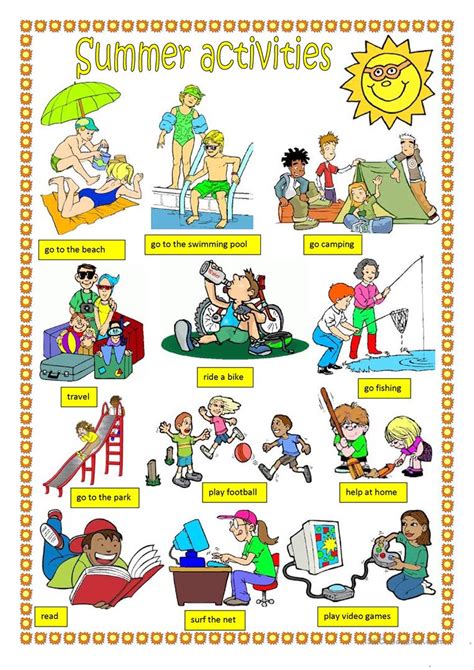 Summer Activities English Esl Worksheets For Distance