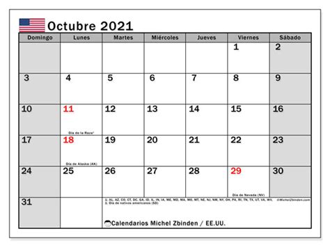 calendarios octubre  dias feriados michel zbinden es