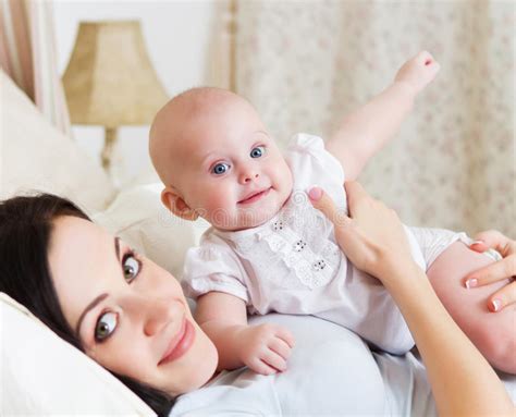 Smiling Mother Six Month Old Baby Girl Indoor Stock Photos Free
