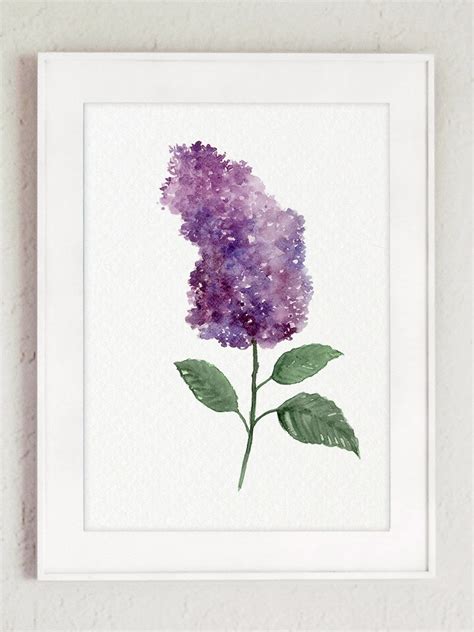 Lilac Watercolor Painting Set 2 Lilacs Illustration Purple Etsy