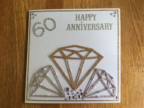 3d Diamonds 60th Wedding Anniversary Card Anniversary Cards Handmade