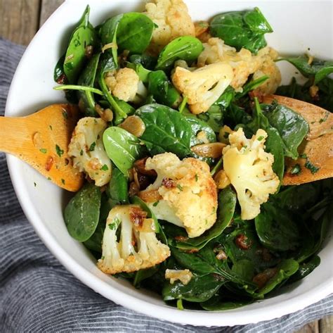 Warm Cauliflower Spinach Salad With Pancetta Taste And See
