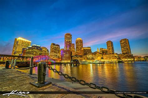 Boston Skyline From The Harborwalk Royal Stock Photo