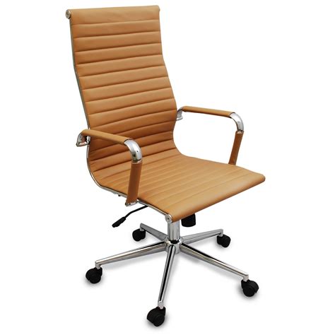 Available with free uk delivery. New Tan Modern Executive Ergonomic Ribbed High Back ...